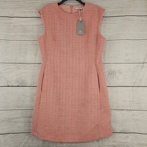 Preston & York Size 12 Roselyn Pink Tweed Chic Sleeveless Dress NWT $129 L1037